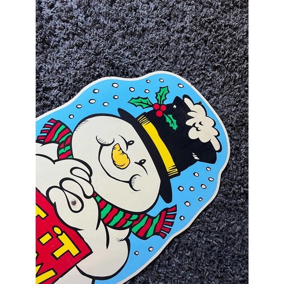 Vintage Snow Man Winter Yard Sign. 1998 Impact Plastics Large Snowman Sign - Picture 3 of 7